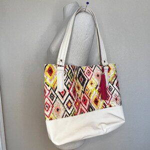 ✨ Closet Refresh - Cato Shoulder Bag Tote w/ Pink Tassel & Multicolor Pattern